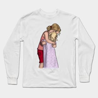 Two young girls hugging Long Sleeve T-Shirt